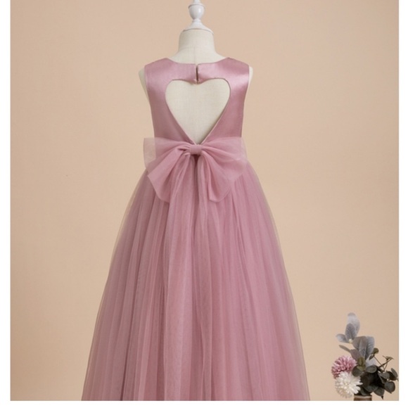 NWT Flower Girl Dress SIZE 4 5 Dusty Rose wedding party JJ’s House Heart cut out - Picture 13 of 13